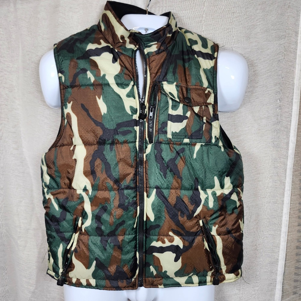 Sportfak Boys L 14/16 Camo Puffer Vest Zip Front Padded Hunting‎ Outdoor Jacket